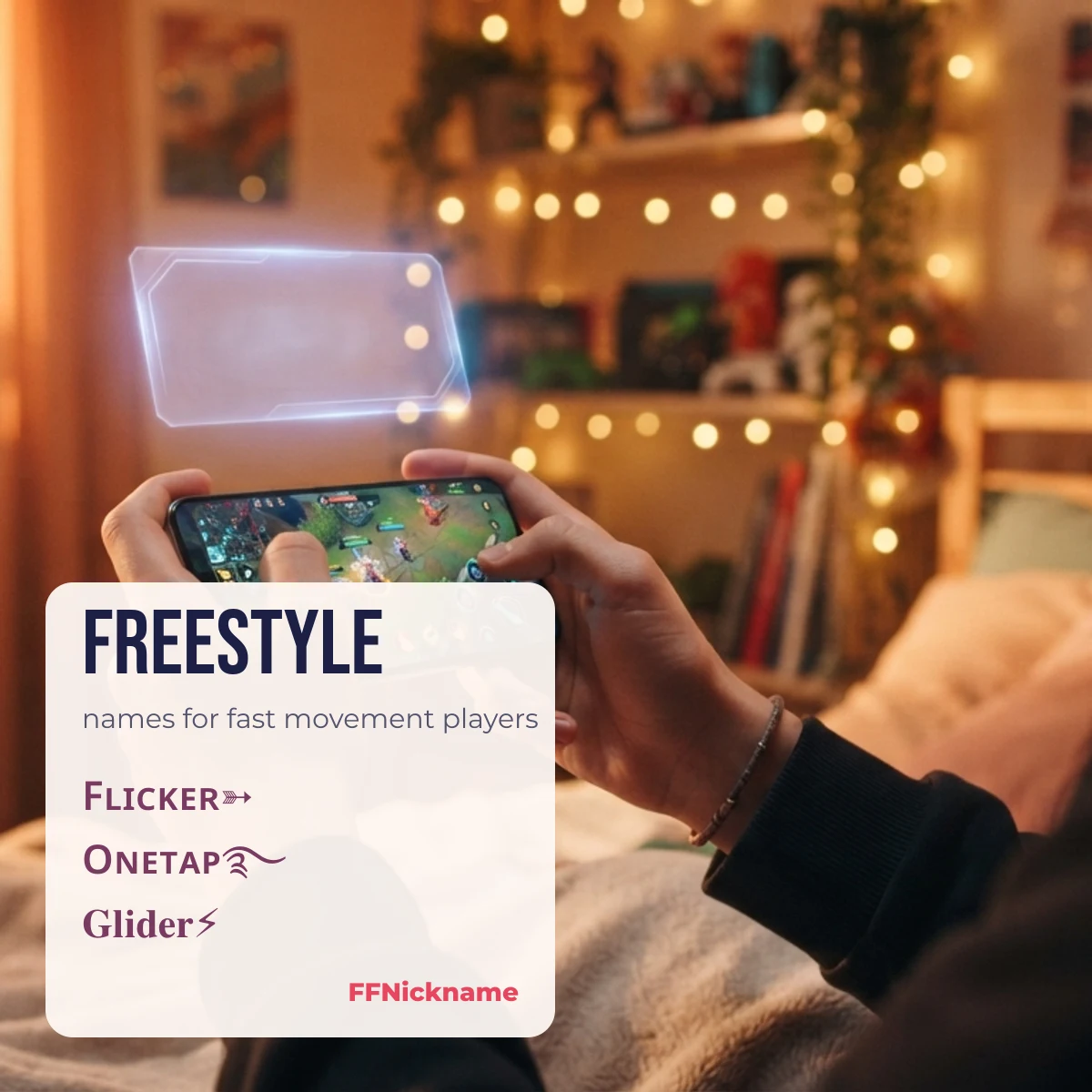 FF freestyle name examples such as Flicker and OneTap for fast movement players