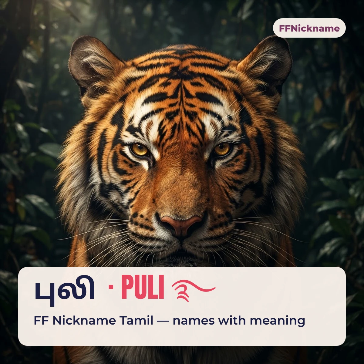 FF nickname Tamil style with Puli, the Tamil word for tiger